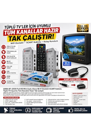 Abba Kf-2500 Full Hd Mini Uydu Alıcısı Wifi Destekli Tüplü Tv Uyu