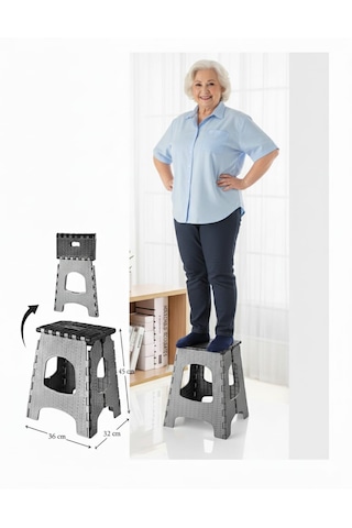 135 Kg Kapasiteli Katlanır Tabure Açık Gri