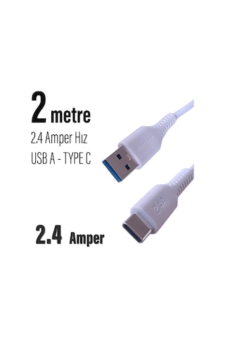 Uzun 2 Metre Type C Şarj Kablosu 200cm Usb Type C