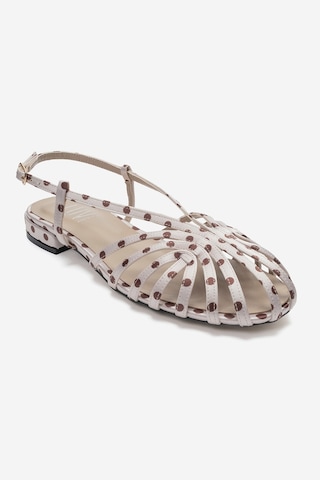 Luvi Shoes Lıss Bej Kahverengi Puantiyeli Kadın Sandalet