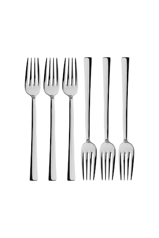 Gümüş Tatlı Çatalı Seti, Paslanmaz Çelik, 16 Cm, Metalik, Titanyum Kaplama, 6 Adet Çok Renkli