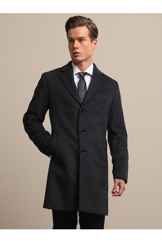 Kip Antrasit Regular Fit Casual Dokuma Palto Antrasit