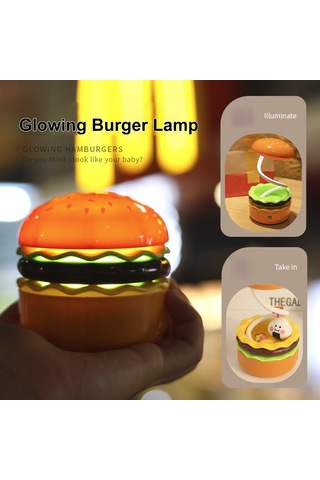 Jeemson Usb Hamburger Figürlü Mutfak Temalı Ambiyans Lambası - 400mah Sarı Renkli Masaüstü Aydınlatma Dekorasyonu Diğer