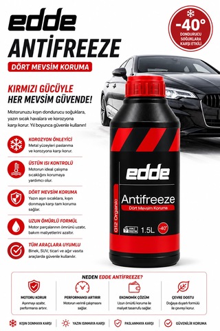 Edde Araba Araç Oto Antifriz Kırmızı 1.5 L Dört Mevsim