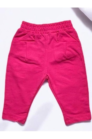 Çikoby Kız Bebek Beli Lastikli Cep Detaylı Eşofman Alt-14854 Pembe
