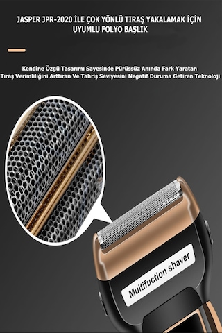 Jasper 2020 3 Başlıklı Şarjlı Saç Sakal Burun Kılı Alma Tıraş Makinesi