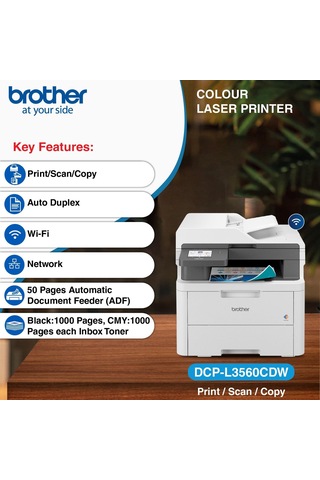 Brother Dcp-l3560cdw Çok Fonksiyonlu Adf/dubleks Kablosuz Renkli Lazer Yazıcı