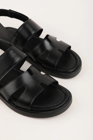 Gondol Erkek Hakiki Deri Günlük Rahat Taban Sandalet Hkm.113 Siyah