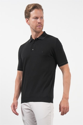 İmza Siyah Polo Yaka Kısa Kol Örme Comfort Fit %100 Pamuk Kazak 1012260151