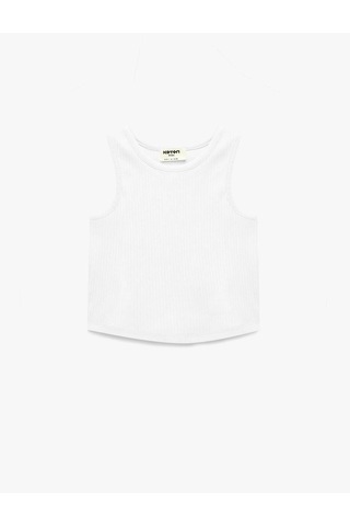 Koton Ribanalı Pamuklu Basic Beyaz Kız Çocuk Kolsuz T-shirt 6skg30022ak