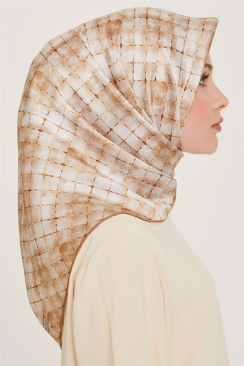 Armine Soyut Desenli Twill Saf İpek Eşarp 9259d 01 86 Çok Renkli