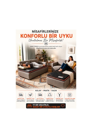 Dark Trend Sleep Yıkanabilir Kılıf Orta Sert Sünger Yatak Pedi & Şiltesi Topper 5 Cm Turuncu Şeritli Siyah