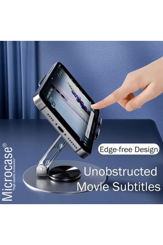 360 Döner Başlıklı Ve Görüş Açısı Ayarlanabilir Metal Telefon Standı Gri Al5341 Gri