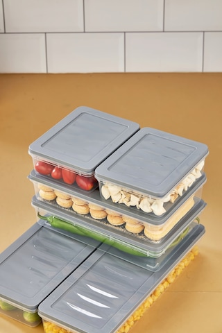 Multi Box 6 Parça 3 Farklı Boy Saklama Kabı Seti - Dondurucu & Mikrodalga Uyumlu Gri