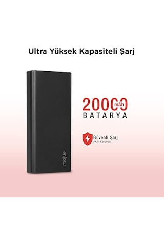 Mojue Pb06 20.000mah Pd 20w Lcd Ekranlı Taşınabilir Şarj Aleti / Powerbank Siyah