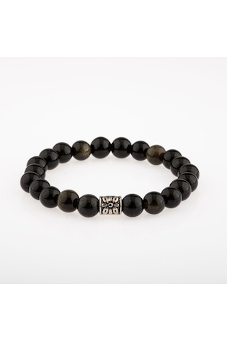 Saff Doğaltaş Obsidyen Doğal Taş Bileklik - 8 MM Çok Renkli