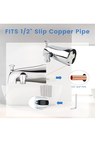 Xurunkeji Küvet Musluğu Ve Yönlendirici, Küvet Musluğu Ve Duş Yönlendirici Ve Altıgen Anahtar 1/2 İnç Bakır Boruya Uygun, 5.3 İnç GÜMÜŞ