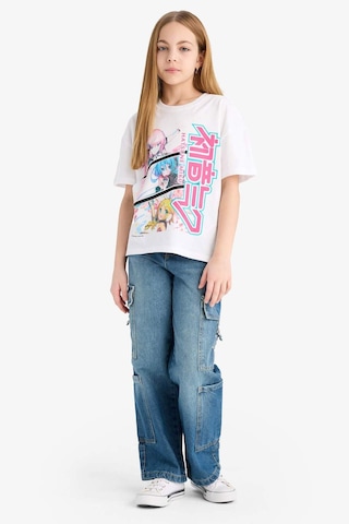 DeFacto Kız Çocuk Hatsune Miku Relax Fit Bisiklet Yaka Kısa Kollu Tişört E6516A825HSWT34 Beyaz