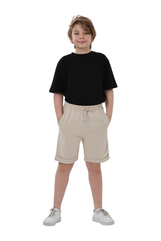 Erdem Kıds Erkek Çocuk Basic Pamuklu Penye Double Paça Cepli Şort Bej Bej