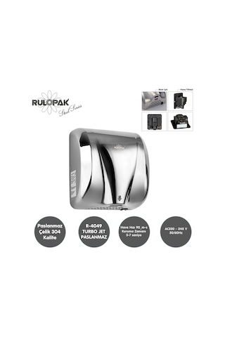 Rulopak Turbo Jet Paslanmaz El Kurutma Makinesi