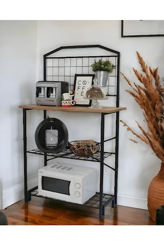 Metal Kahve Köşesi Çam Ahşap Tablalı Mutfak Bangosu Ada Masa