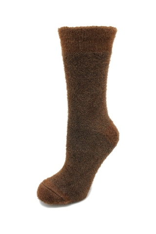 Tüylü Kahverengi Kalın Kışlık Kadın Çorap Kahve