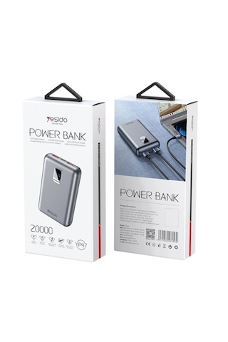 Yesido Yp47 20.000 Mah Dijital Göstergeli 22.5w Usb3.0 Ve 20w Type-c Çıkışlı Pd Hızlı Şarj Powerbank - Siyah 1