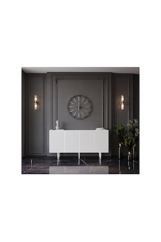 Enwood Capella Beyaz Mdf 4 Kapaklı Raflı 160 Lık Konsol Beyaz 160 X 80 Diğer