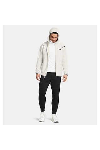 Under Armour Full Zip Unstoppable Fleece Erkek Ekru Kapüşonlu Ceket