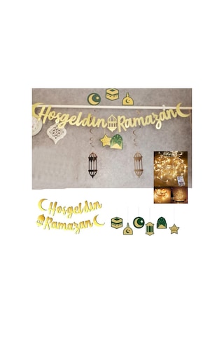 Hoşgeldin Ramazan Süsleri Altın Yazılı 6'lı Hoşgeldin Ramazan Süsleri Altın Yazılı 6'lı