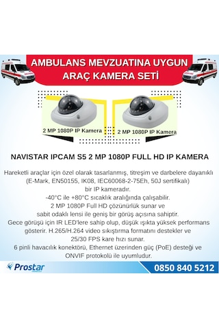 Ambulans Mevzuatına Uygun 2 Kameralı 8 Kanal Mobil Nvr 500 Gb 7 İnç Monitörlü Tak Kullan Set