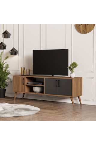 Mezza 1580 Exxen 150 Cm (Ahşap Ayaklı) Tv Ünitesi Ürgüp-Antrasit