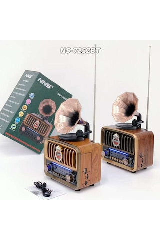 Şarjlı Mp3/bluetooth/usb/ Nostaljik Kablosuz Fm Radyo Speaker Hoparlör Ns-7252bt