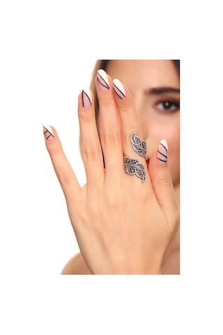 Kadın Antik Gümüş Kaplama Yaprak Yüzük N11.15623 Çok Renkli