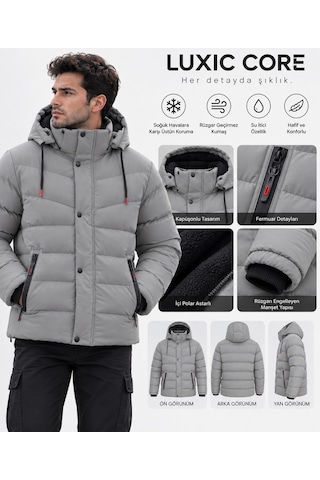 Luxic Core Luxıc Core Erkek Kapüşonlu Şişme Mont İçi Polarlı Kalın Kışlık Su İtici Günlük Mont Gri Luxic Core Luxıc Core Erkek Kapüşonlu Şişme Mont İçi Polarlı Kalın Kışlık Su İtici Günlük Mont Gri