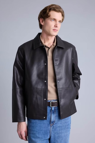 Defacto Regular Fit Çıtçıtlı Kahverengi Erkek Deri Mont H2233ax/bn338