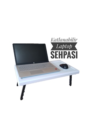 Yektahome Portatif Laptop Sehpası Katlanır Ayaklı Pratik Sehpa Masa Beyaz
