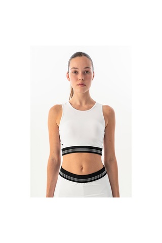Maraton Slimfit Kadın Bisiklet Yaka Beyaz- Bra Beyaz-