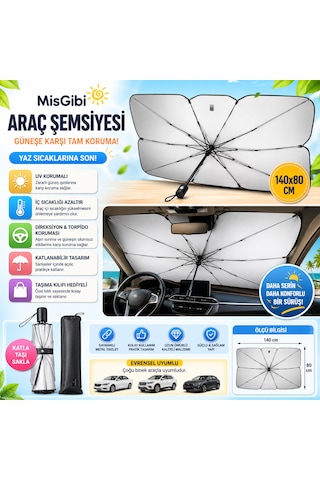Misgibi Katlanabilir Araç Güneşlik Şemsiyesi 140x80 Cm - Uv Korumalı Ön Cam Güneş Koruyucu Oto Şemsiye - Isı Önleyici Araç Güneşliği 1 adet Misgibi Katlanabilir Araç Güneşlik Şemsiyesi 140x80 Cm - Uv Korumalı Ön Cam Güneş Koruyucu Oto Şemsiye - Isı Önleyici Araç Güneşliği 1 adet