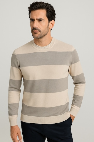 Erkek Bisiklet Yaka Triko %100 Pamuk Bej 3774 Bej