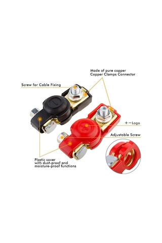 Novahub Kırmızı-siyah Saf Bakır Akü Klemensi, 500a 1 Çift, Yalıtımlı Kablo Başlığı