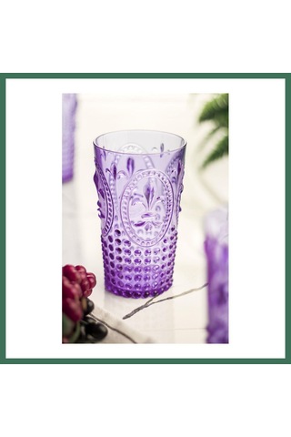 En-cag Akrilik Mor Tekli Uzun Bardak & Su Meşrubat Bardağı 750 Ml Büyük Boy & Cam Değildir Bss