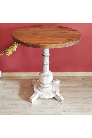 Masifart Lugano Fiskos Sehpa Tornalı Ayak Yan Sehpa Beyaz Eskitme