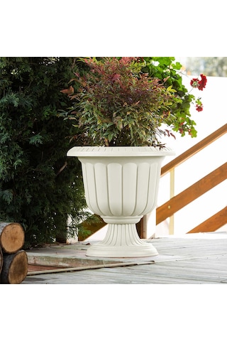 Serinova N001 Ayaklı Nergis Saksı 9,8 Litre Kirli Beyaz