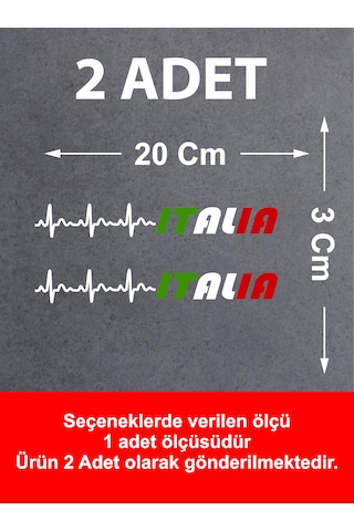 Kalp Ritimli Italy Yazı Sticker - Araba Oto Motosiklet Cam Sticker - 00078 20 Cm