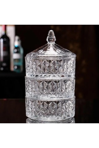 Delisoga 3 Katlı Cam Kurabiyelik Royaleks-pak-417 Diğer