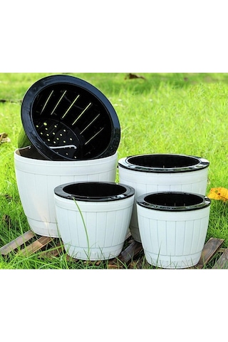 Pazly Suntek Şekilli Saksı Plastik Ofis Namlu F006 Ev Bitkileri Bahçe Çiçek