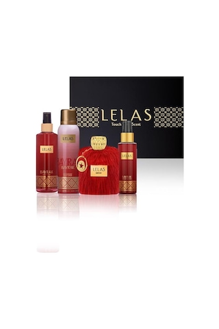 Lelas 1578 Bayrak Siyah Kutulu Hediyelik Set Parfüm + Deodorant + Vücut Spreyi + Saç Spreyi