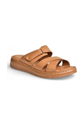 Fox Shoes Y555532503 Taba Hakiki Deri Kadın Terlik Taba