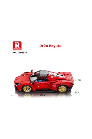 Reobrix Technic 11025-d Ferrari Daytona Sp3 Araba Kumanda&motorlu Yapı Blok Seti Building Blocks-1958parça